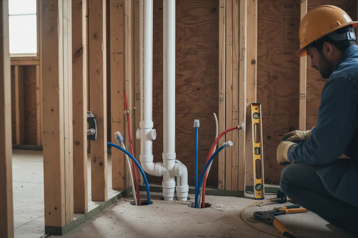 Drain and supply rough-in during Toilet Repair and Installation in New Lothrop